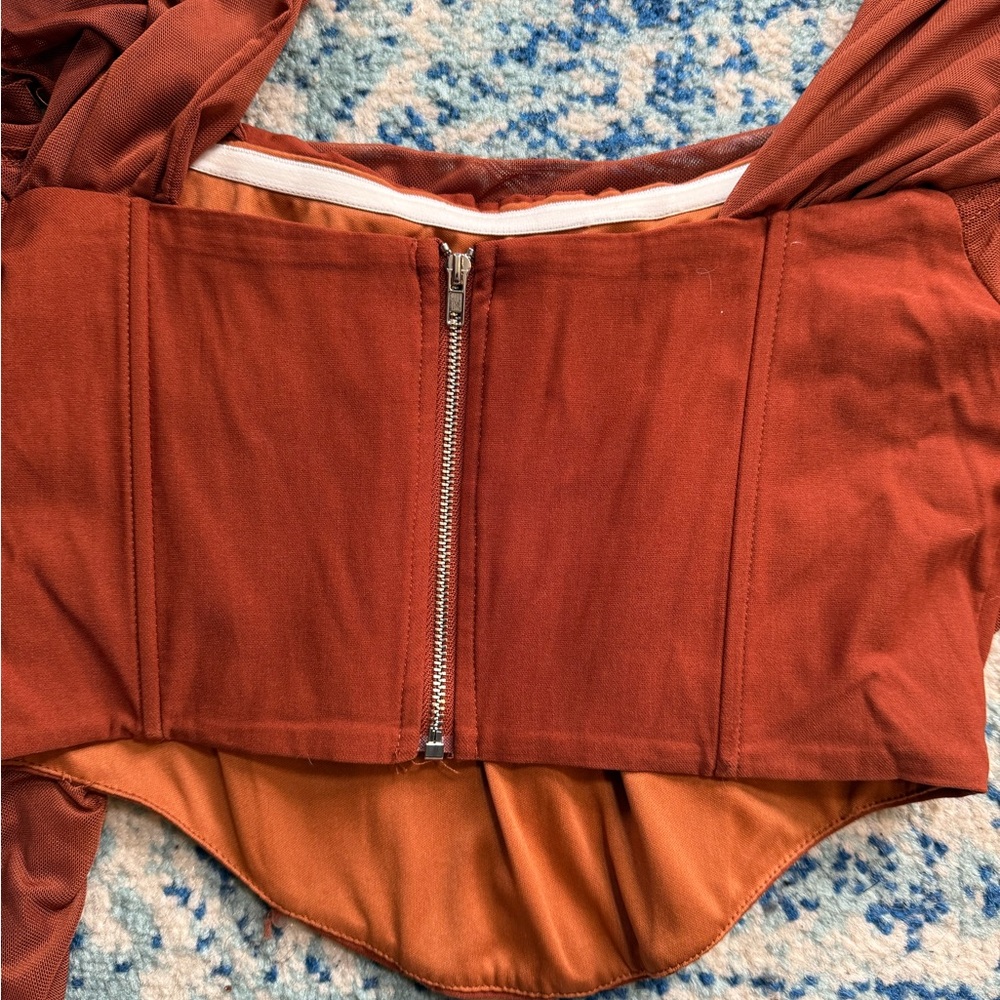 Rust Long Sleeve Going Out Top - Picture 4 of 4